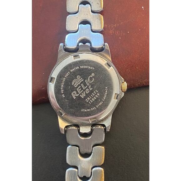 Women's Two Tone Relic Wet Watch, WR to 165ft, Date, Bracelet Band - Picture 3 of 3